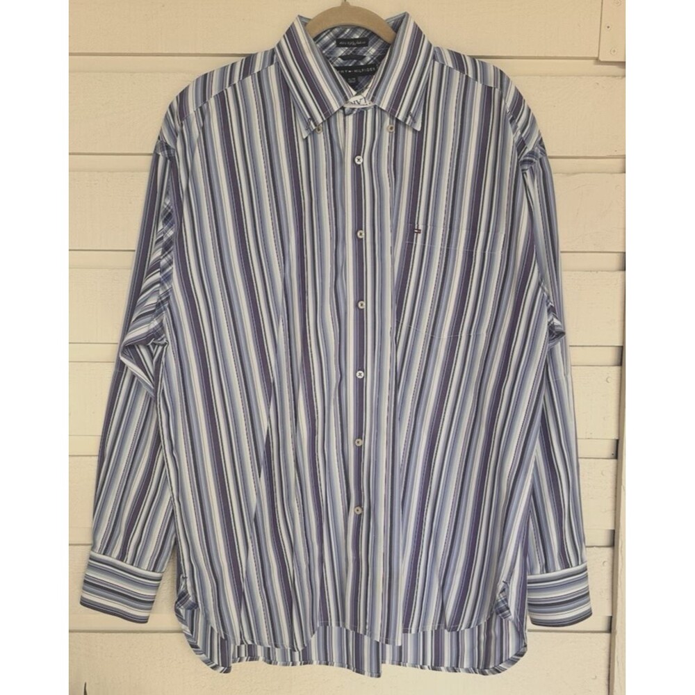Tommy Hilfiger Cotton Button Down Shirt Retro 80's 2-Ply Vintage - XL